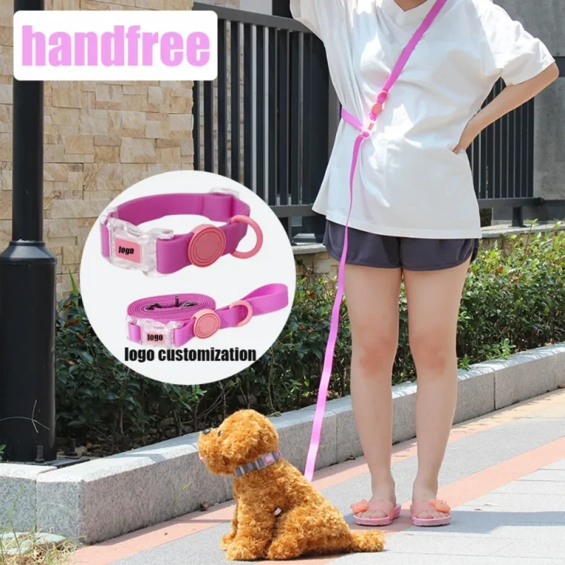 Waterproof Dog Collars with handfree leash display
