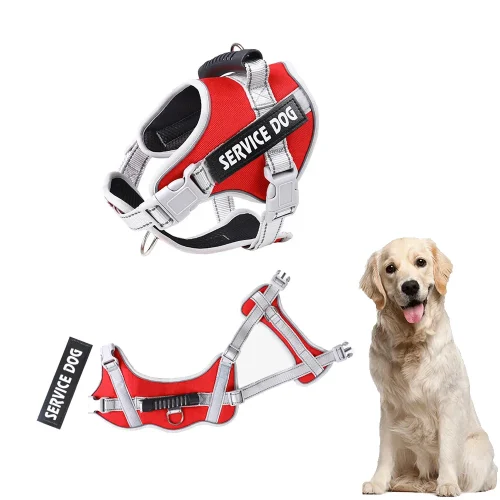 Explosion-proof Punch Traction Reflective Dog Rope Easy Control Large Dog Harness red color
