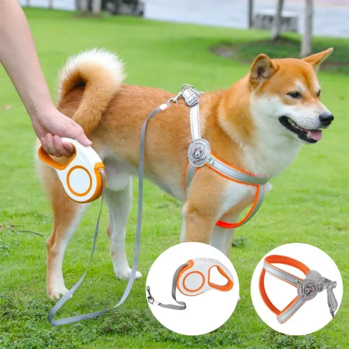 Automatic Retractable Dog Leash with vest style harness
