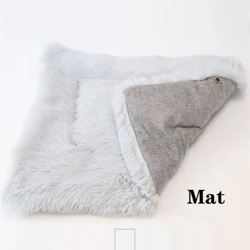 plush fluffy dog cat mat self-warm 2 in 1 pet beds
