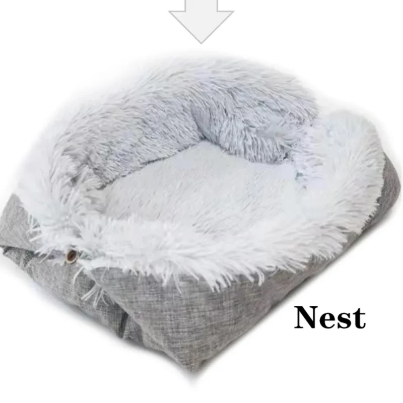 plush fluffy dog cat mat self-warm 2 in 1 pet beds use as a nest