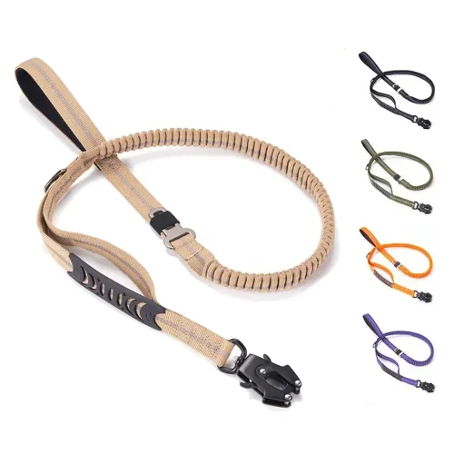 tactical retractable bungee dual handle frog clip traffic training leash