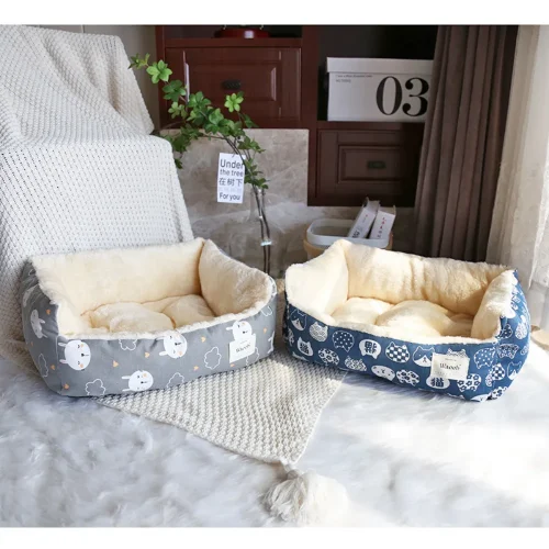 rectangle pet bed with removable cushion for cats