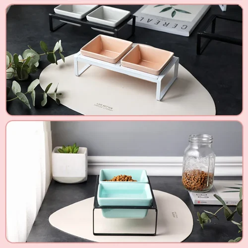 pet ceramic doubled cute food and water bowl