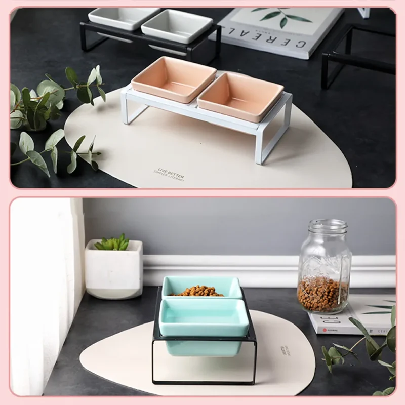 pet ceramic doubled cute food and water bowl