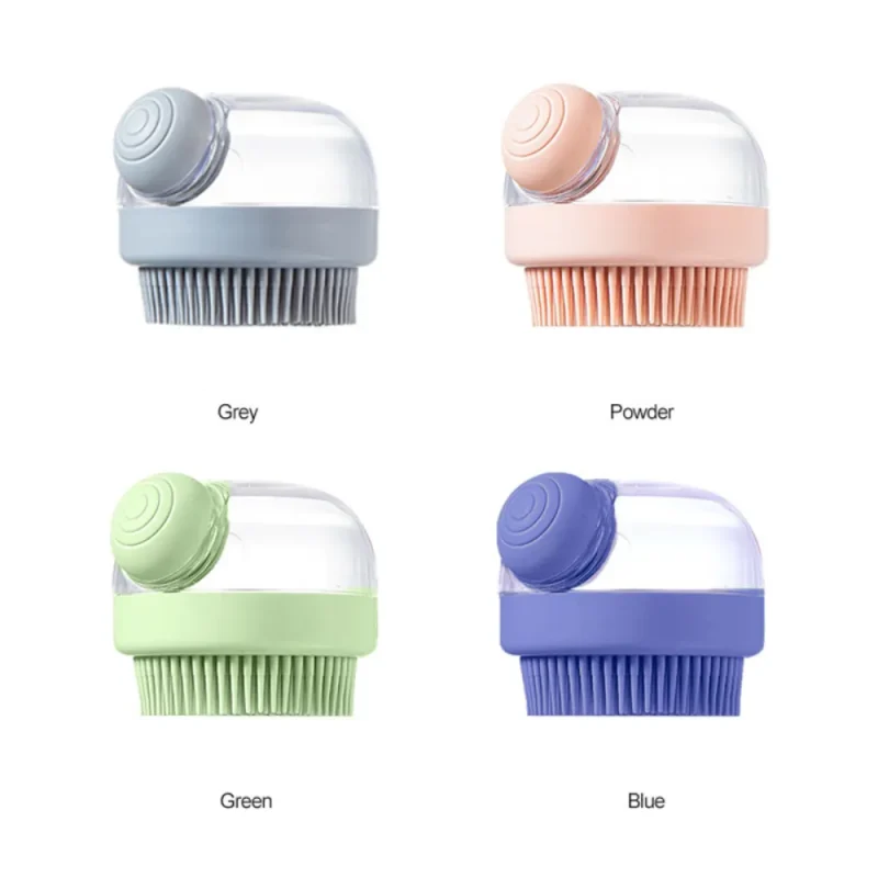 pet cleaning bath massage brush grey powder green blue color