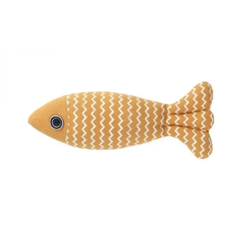 cat funny toys catnip filled fish shape chew toy yellow color