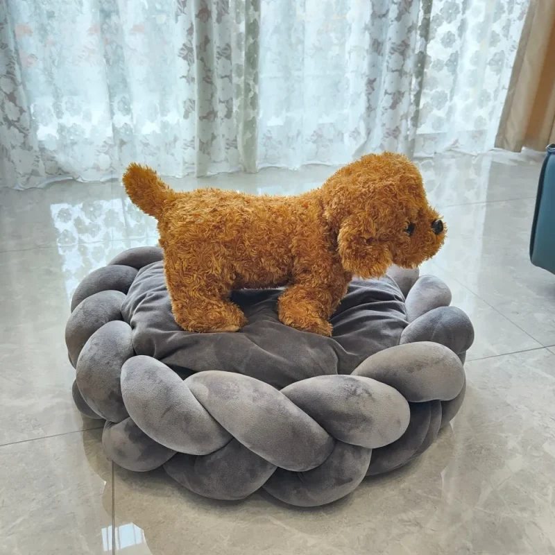 new design handmade kennl cotton braided dog round bed