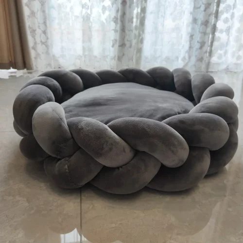 new design handmade kennl cotton braided dog round bed