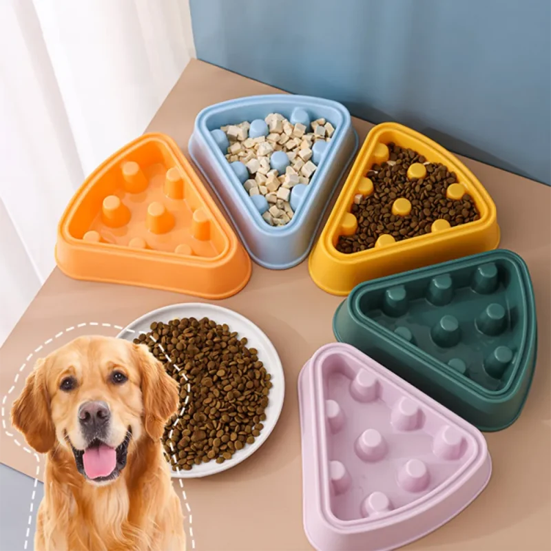 slow feeder pizza cartoon prevent chocking PP material dog bowl