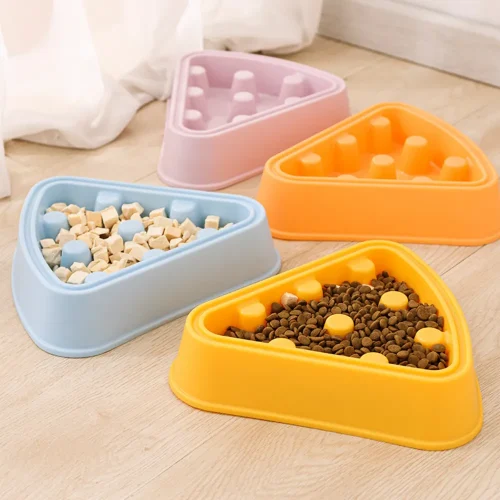 slow feeder pizza cartoon prevent chocking PP material dog bowl