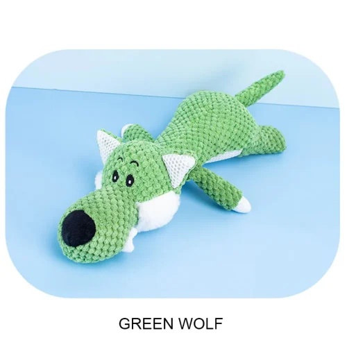 Biteable Plush Animal Toy green wolf