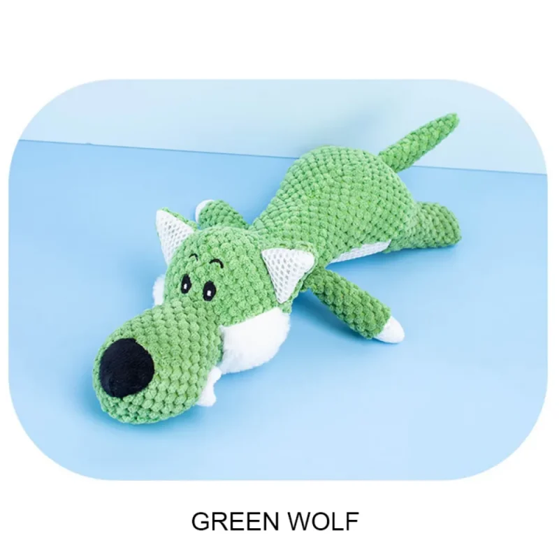 Biteable Plush Animal Toy green wolf
