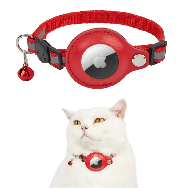 reflective adjustable cat collar with airtag holder and bell
