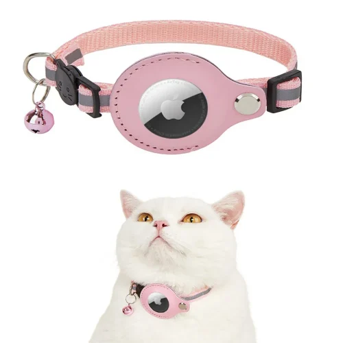 reflective adjustable cat collar with airtag holder and bell