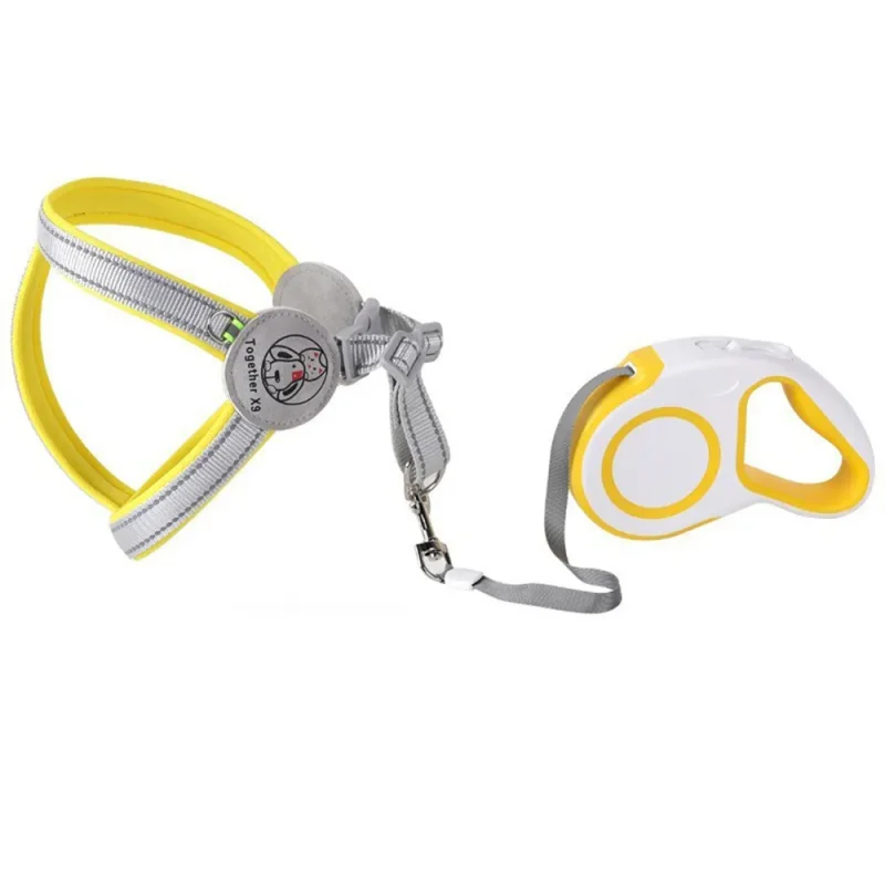 Automatic Retractable Dog Leash yellow color set
