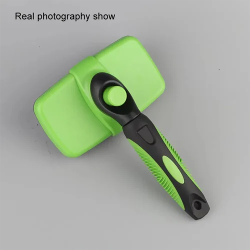 square grooming pet hair removal comb green color