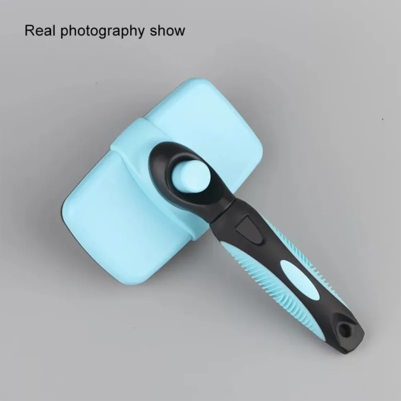 square grooming pet hair removal comb blue color