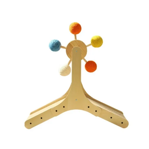 cat scratching board wheel with colorful ball side vission