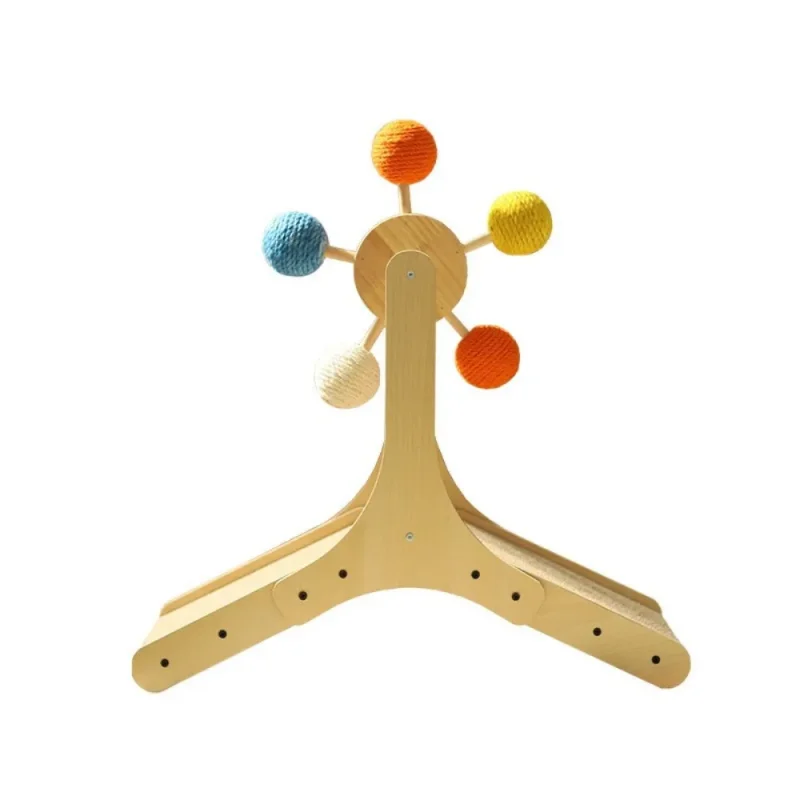 cat scratching board wheel with colorful ball side vission