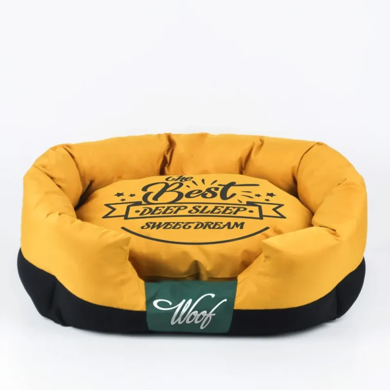 waterproof breathable orthopedic oxford fabric bolster pet sofa beds yellow color