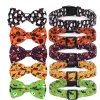Halloween Dog Bowtie Collar Skull Pumpkin Bat Ghost Pattern Dog Collars