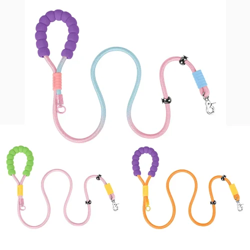 Adjustable Nylon Dog Rope Leash with Gradients Color for Outdoor Walking