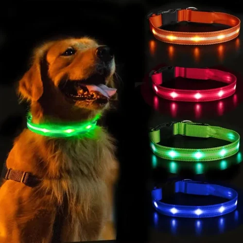 Airtag LED Dog Collar Waterproof USB Rechargeable Pet Collar