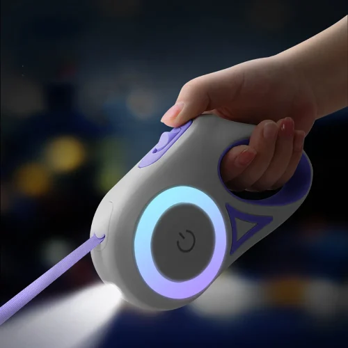 led night light petractable dog leash dog traction rope led light effect