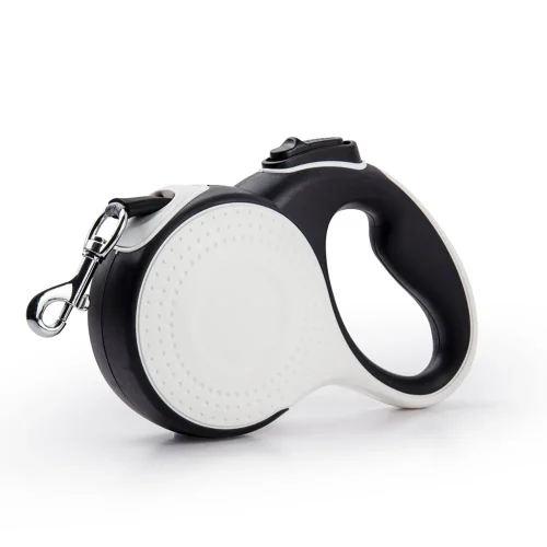 heavy duty retractable dog leash with LED light, dispenser white color