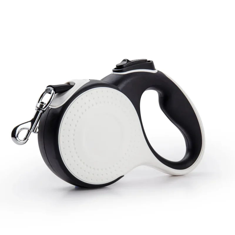 heavy duty retractable dog leash with LED light, dispenser white color