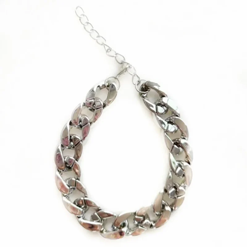 pet gold necklace gold chain dog collar silver color
