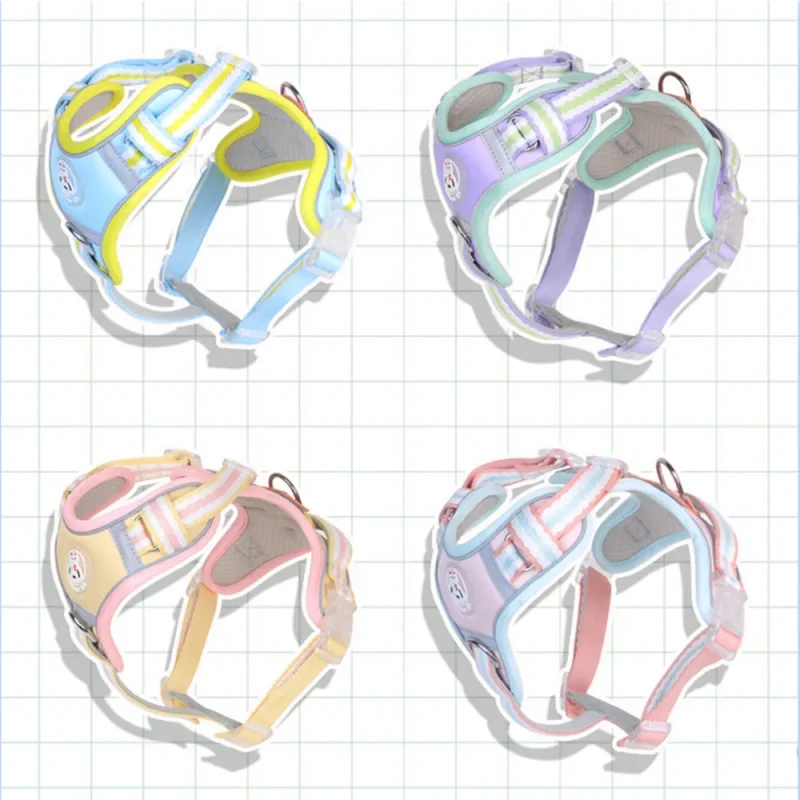 newest designer dog adjustable soft comfortable leash and harness different color options