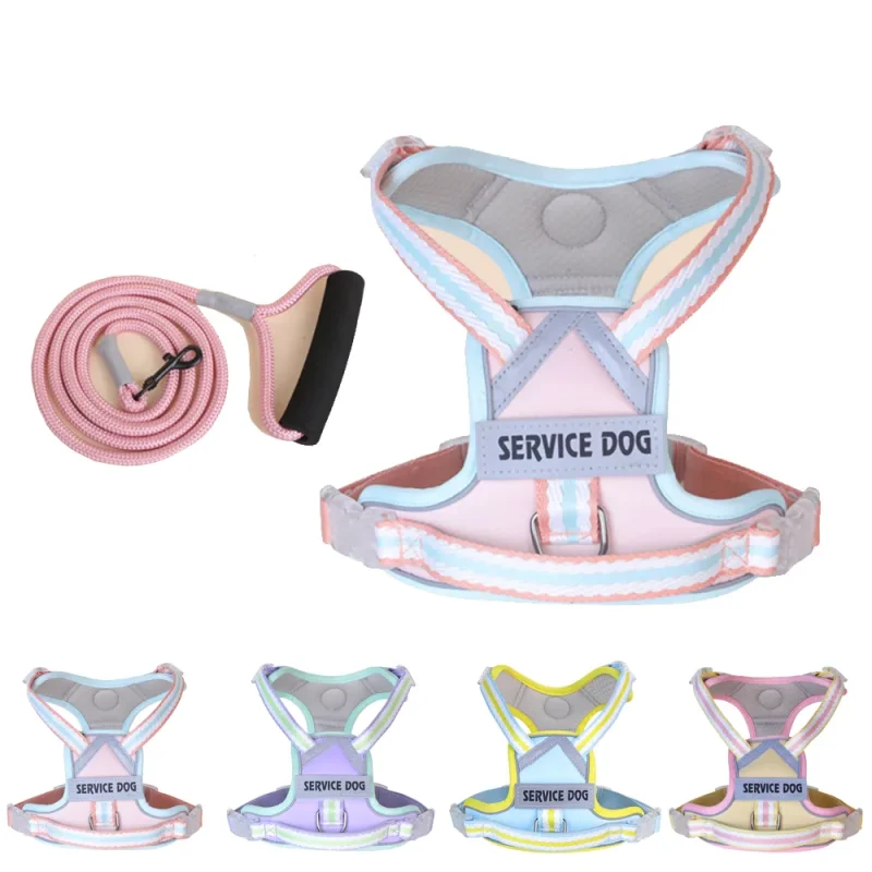newest designer dog adjustable soft comfortable leash and harness