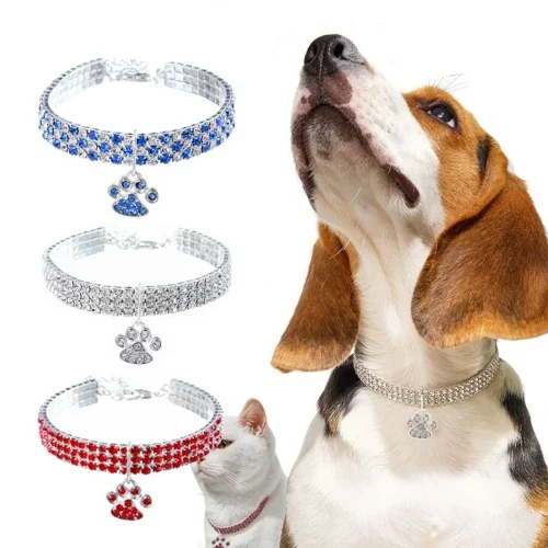 Adjustable Crystal Diamond Elastic Pendant Wedding Small pet Necklace Jewelry