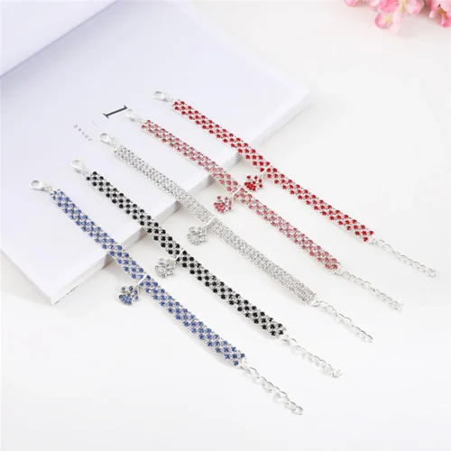 Adjustable Crystal Diamond Elastic Pendant Wedding Small pet Necklace Jewelry