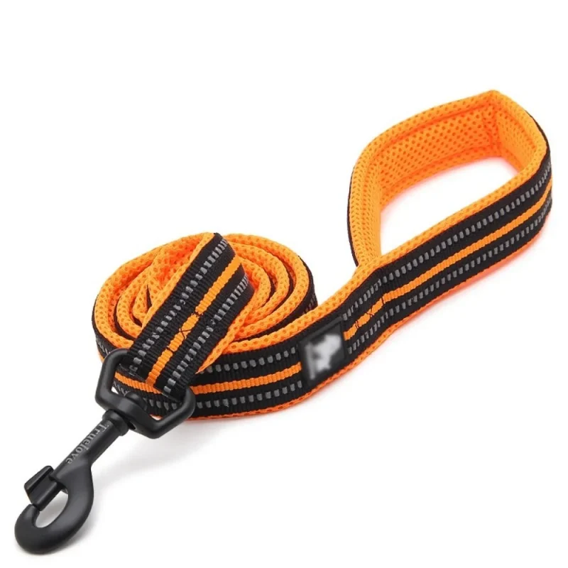 turelove reflective dog leash puppy walking lead black and orange color