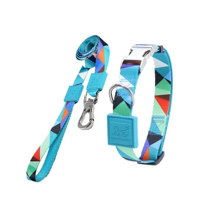 Adjustable Dog Collar with Custom Patterns Pet Collar Leash Set