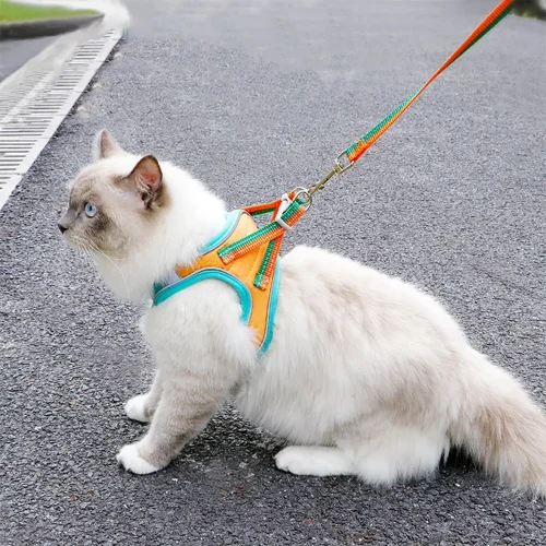 Reflective Strip Kitten Vest Harness Escape Proof Leash Set