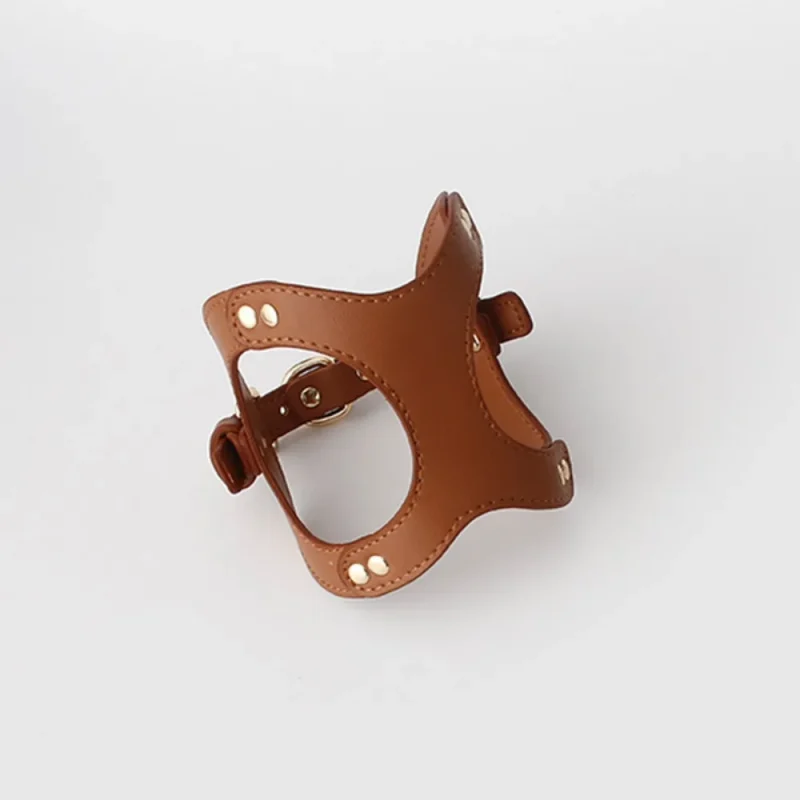 cat leather harness and leash set Brown color