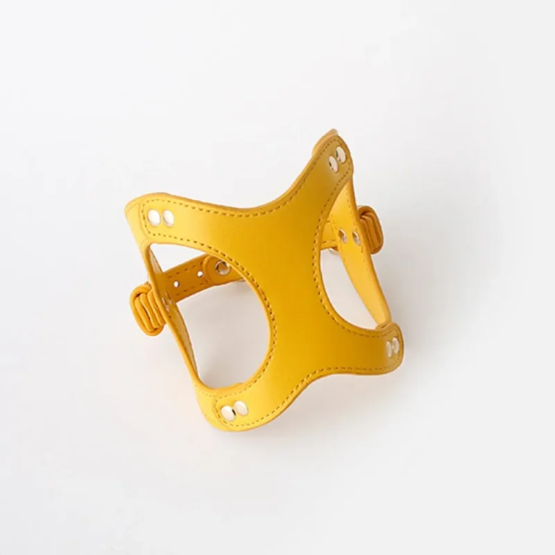 cat leather harness and leash set yellow color