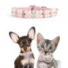 Dog Cat Pearls Necklace Collar with Rhinestones Charm
