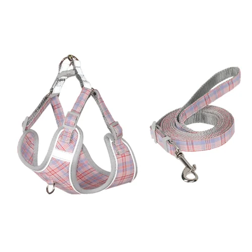 Plaid Dog Harness and Leash Set for Puppy Small Medium Dog
