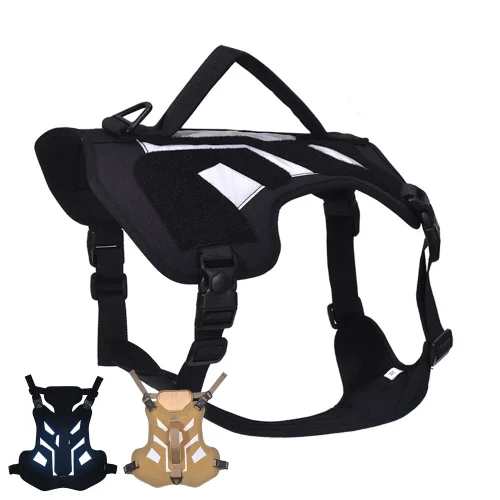 Reflective Tactical Dog Harness Working Training Easy Control Pet Vest