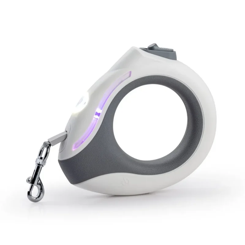 LED Retractable Fashion Dog Accessories Night Lighting Nylon Rope Leashes white color