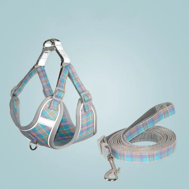 Plaid Dog Harness and Leash Set for Puppy Small Medium Dog