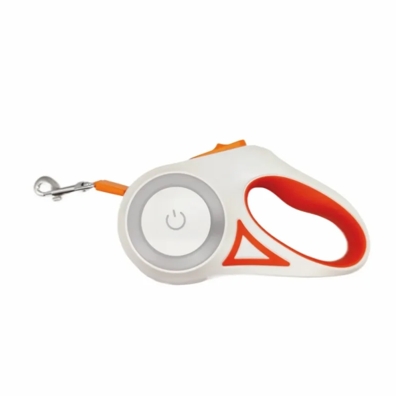 led night light petractable dog leash dog traction rope orange color