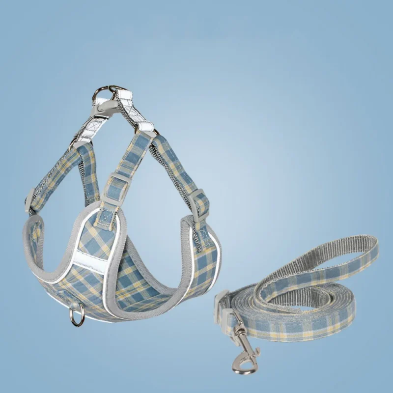 Plaid Dog Harness and Leash Set for Puppy Small Medium Dog