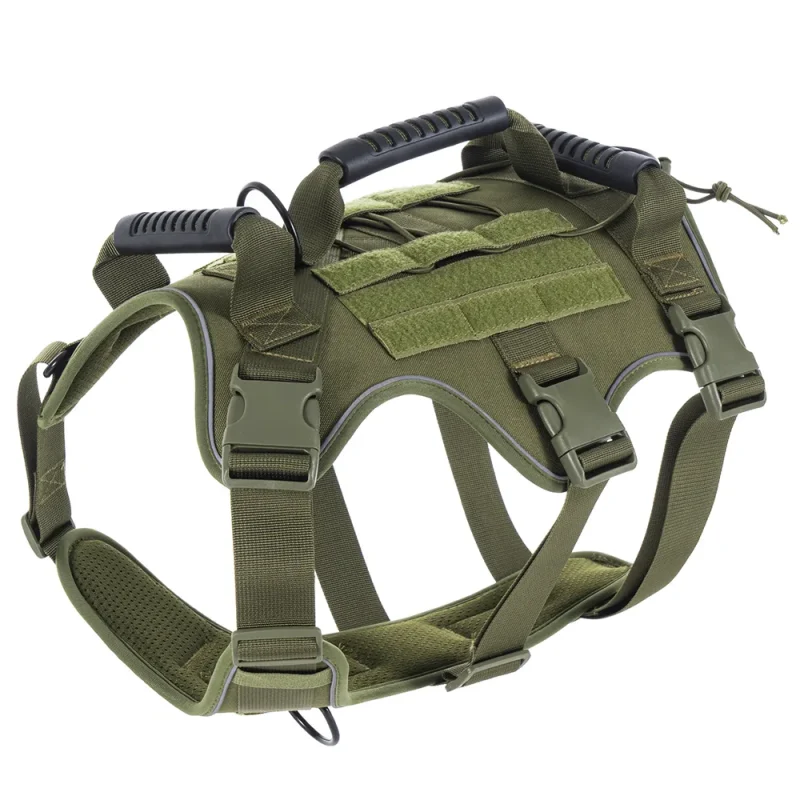 adjustable tactical large pet harness vest with three handles