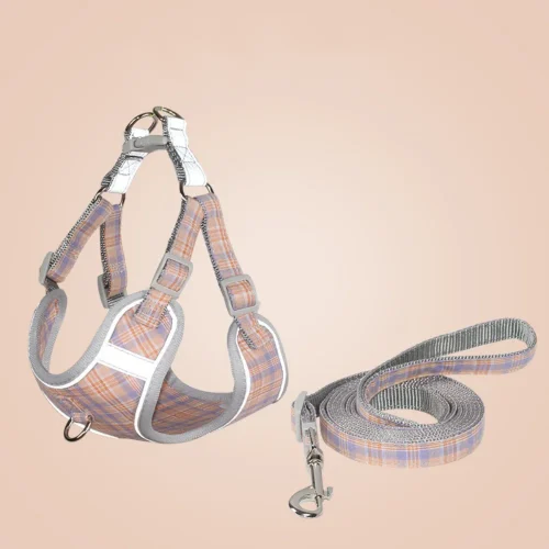 Plaid Dog Harness and Leash Set for Puppy Small Medium Dog